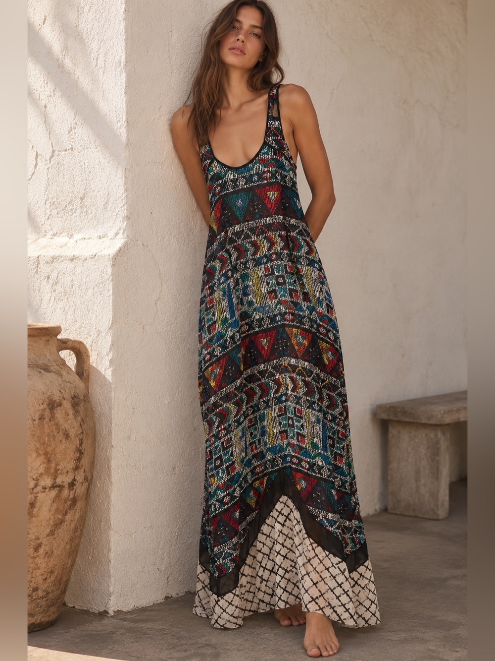 silence + noise Mosaic Print Maxi Dress | Urban Outfitters | Size S